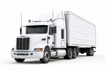 A white semi truck on a white background. Perfect for transportation and logistics concepts