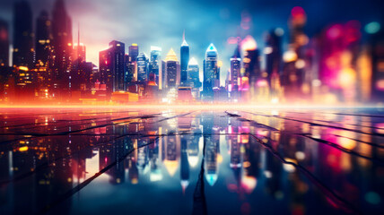 Fototapeta na wymiar Dream-like cityscape with reflection