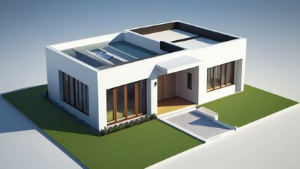 A contemporary 3D rendering of a stylish home with a spacious design and modern finishes.