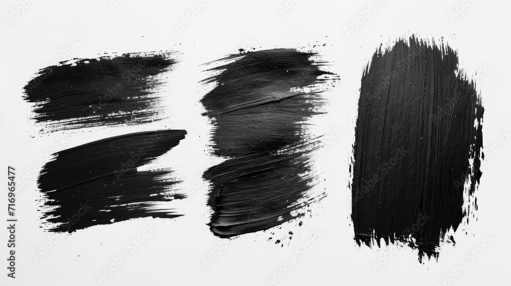 Poster black paint close-up on a white surface, suitable for various design projects