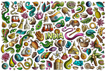 India cartoon objects set