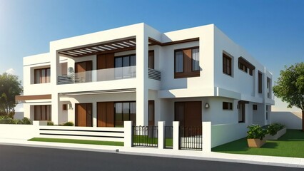 Fototapeta na wymiar 3d illustration luxury house on white background, Concept for real estate or property