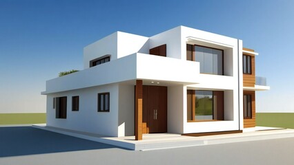 Clean and precise 3D representation of a house, devoid of background distractions. Real estate concept.