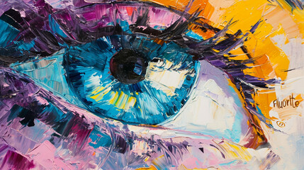colorful oil paintings. close-up eye picture. colorful art. brush stroke backgrounds. eye, animal, horse, dog, cat, whale drawings and paintings. high quality painting samples backgrounds. wallpaper. - obrazy, fototapety, plakaty