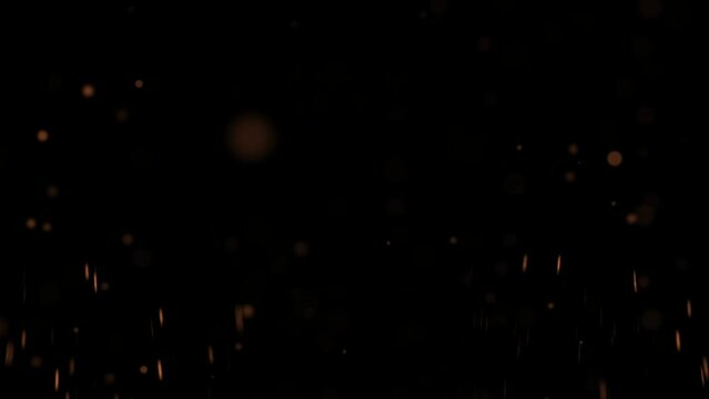 GOOD EVENING, sparkling flakes of fire and glitter flying particle text animation video with a transparent background.