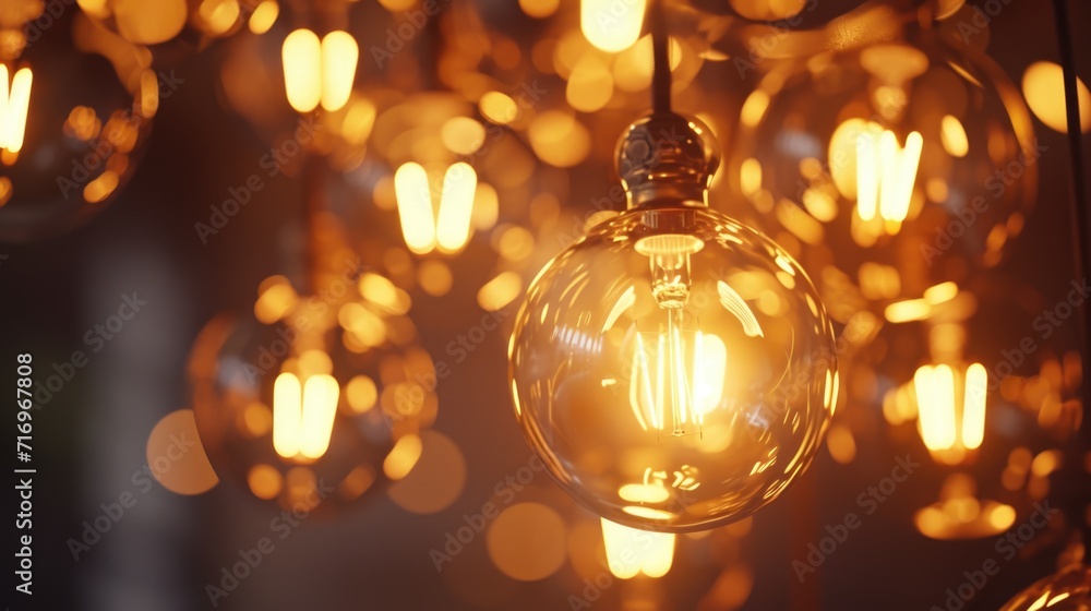 Poster a cluster of light bulbs suspended from the ceiling. versatile for various lighting concepts