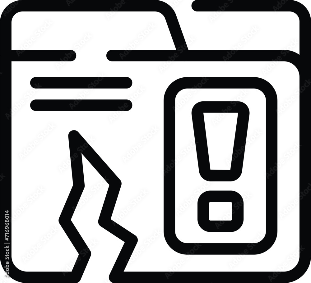 Poster loss data folder icon outline vector. broken computer. fail bug attack