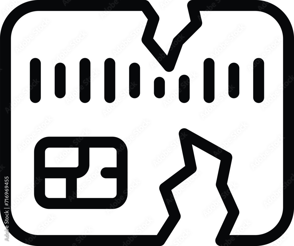Poster credit card broken icon outline vector. entry passcode. attack bug
