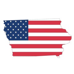 Fototapeta premium Outline of a map of the U.S. state of Iowa with a flag