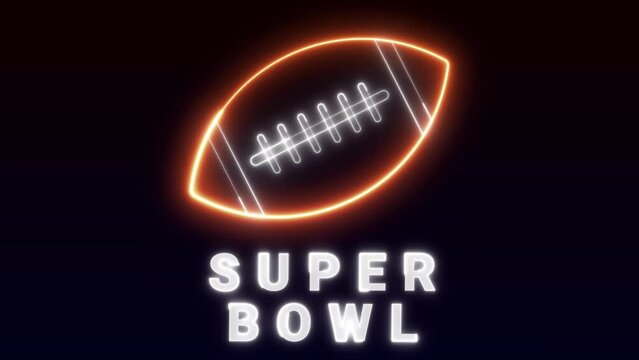 American football super bowl neon animated background ball icon american football 4k alpha looping
