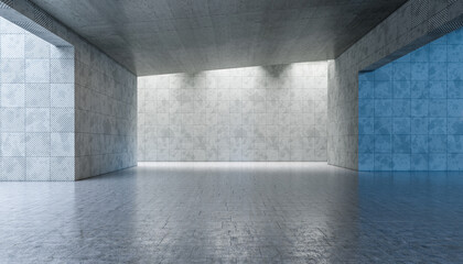 Modern and geometric concrete architecture interior.
