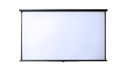 empty meeting projector screen isolated on transparent or white background. For presentation board, blank whiteboard template mockup for conference. PNG.