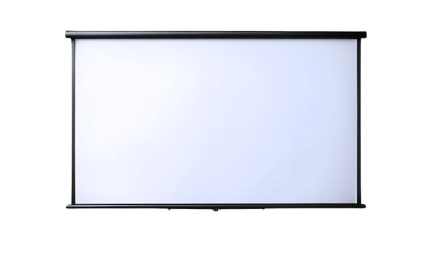 empty meeting projector screen isolated on transparent or white background. For presentation board, blank whiteboard template mockup for conference. PNG.