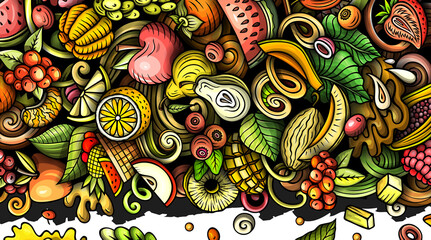 Fruits cartoon doodles banner design