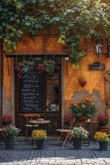 Fototapeta na wymiar Generative AI illustration of beautiful and relaxing coffee shop