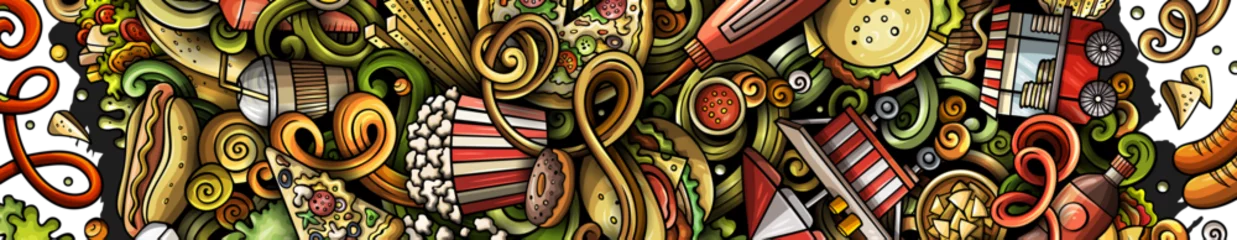 Fotobehang Fastfood detailed cartoon illustration © balabolka