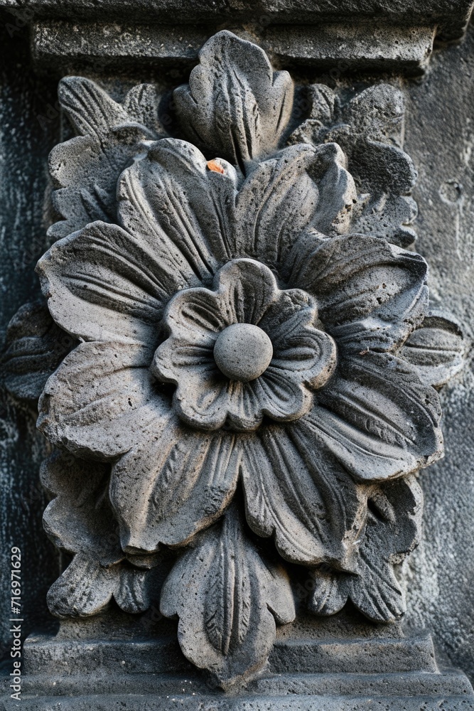 Poster A detailed view of a decorative object on a building. This image can be used to highlight architectural details or as a background element in design projects