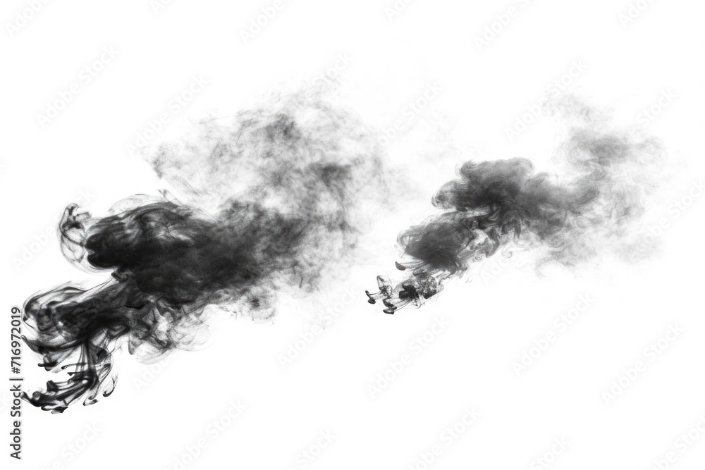 Poster two black smokes flying in the air. suitable for various graphic designs and visual effects