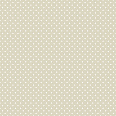 Beige and white polka dot pattern, seamless texture background. Minimal fashionable design. Polka dots trendy background, tile. For fabric pattern, card, decor, wrapping paper