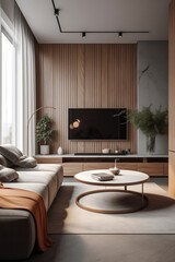 Minimalist style living room interior in modern house.