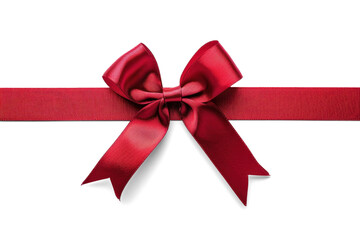 Red Satin Gift Bow on Transparent