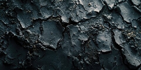 A detailed view of a tree trunk covered in dark paint. This image can be used to depict a variety of themes, including nature, textures, and abstract concepts
