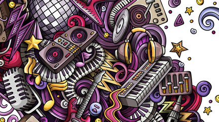 Disco Music cartoon banner illustration