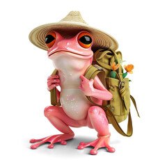 Fototapeta premium Traveler Frog with Backpack