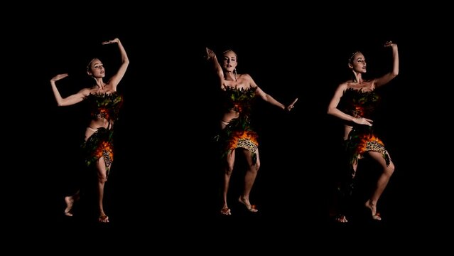 beautiful woman dancing in darkness, multi shot collage, seductive dance show