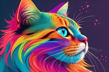 Colourful cat, Cat abstract art