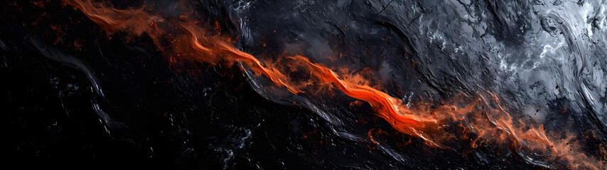 Close-up of a Fire on a Black Surface