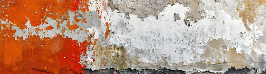 Peeling Paint on Orange and White Wall - Weathered and Deteriorating