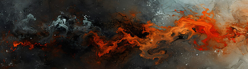Abstract Painting Featuring Orange and Black Colors