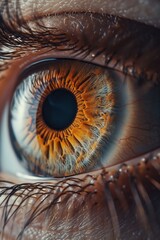 A detailed close-up of a person's eye. Perfect for illustrating vision, human anatomy, or emotions in a striking manner