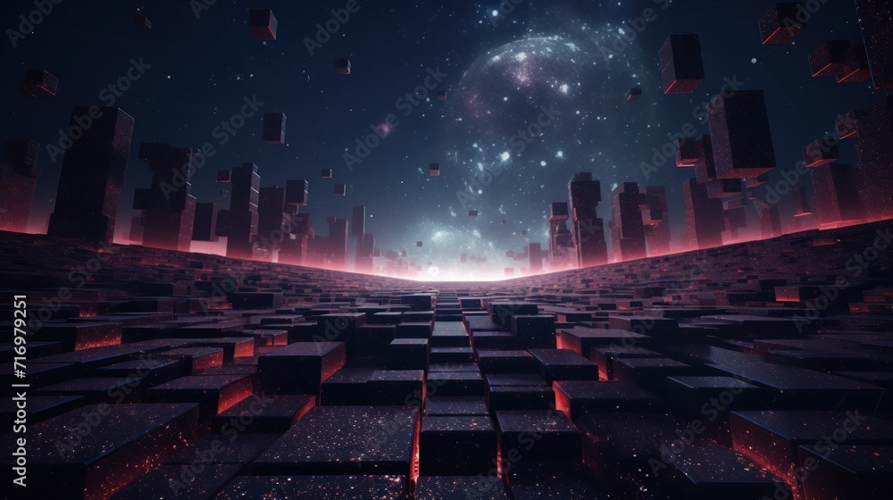 Canvas Prints futuristic cyberpunk style particles background