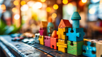 Conceptual Childhood Play: Colorful Wooden Blocks for Creative and Educational Games
