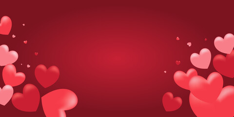 Valentine's Day concept. Vector illustration. Banner with red and pink hearts.