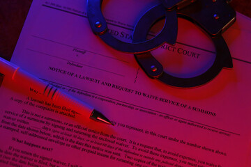 District court Notice of the lawsuit and request to waive service of a summons. Papers with...