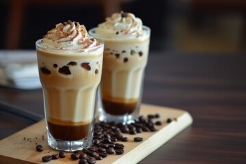 Refreshing Frappuccino Made With Rich Cold Coffee, Perfect For Hot Days - obrazy, fototapety, plakaty
