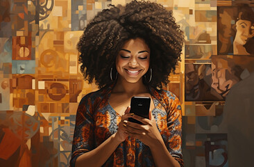 woman talking on cell phone ai generative art