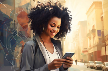 woman using cell phone ai generative art