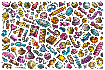 Candies cartoon doodle objects