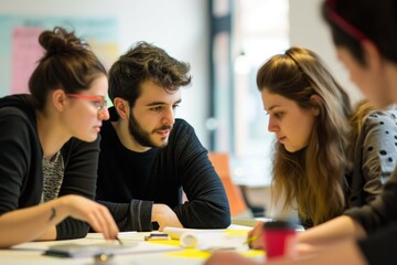 Fototapeta premium Collaborative Group Innovatively Brainstorms And Strategizes, Generating Ideas For Startup