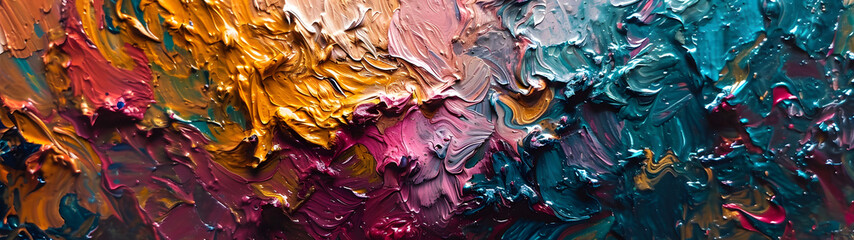 Close Up of Colorful Painting Brimming With Vivid Hues