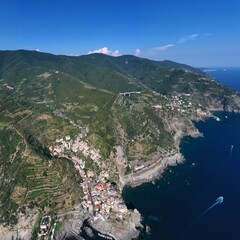 Aerial view of Manarola village, Cinque Terre, Italy