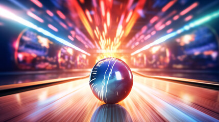 3d rendering of bowling ball on the road with motion blur background - obrazy, fototapety, plakaty