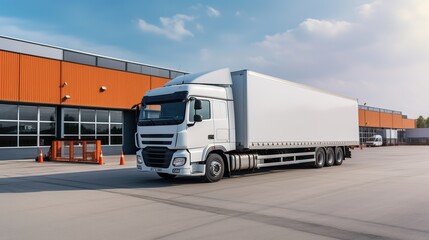 Trucks loading at a depot of a forwarding agency - Transport and logistics in goods trade ai generated image
