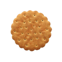 round sandwich cookie filled with chocolate cream isolated on white background. clipping path.