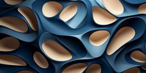 Abstract wavy blue and white wallpaper with curvy details