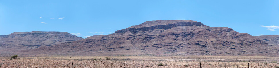 layered sandstone hills in Naukluft desert, south of Betta, Namibia